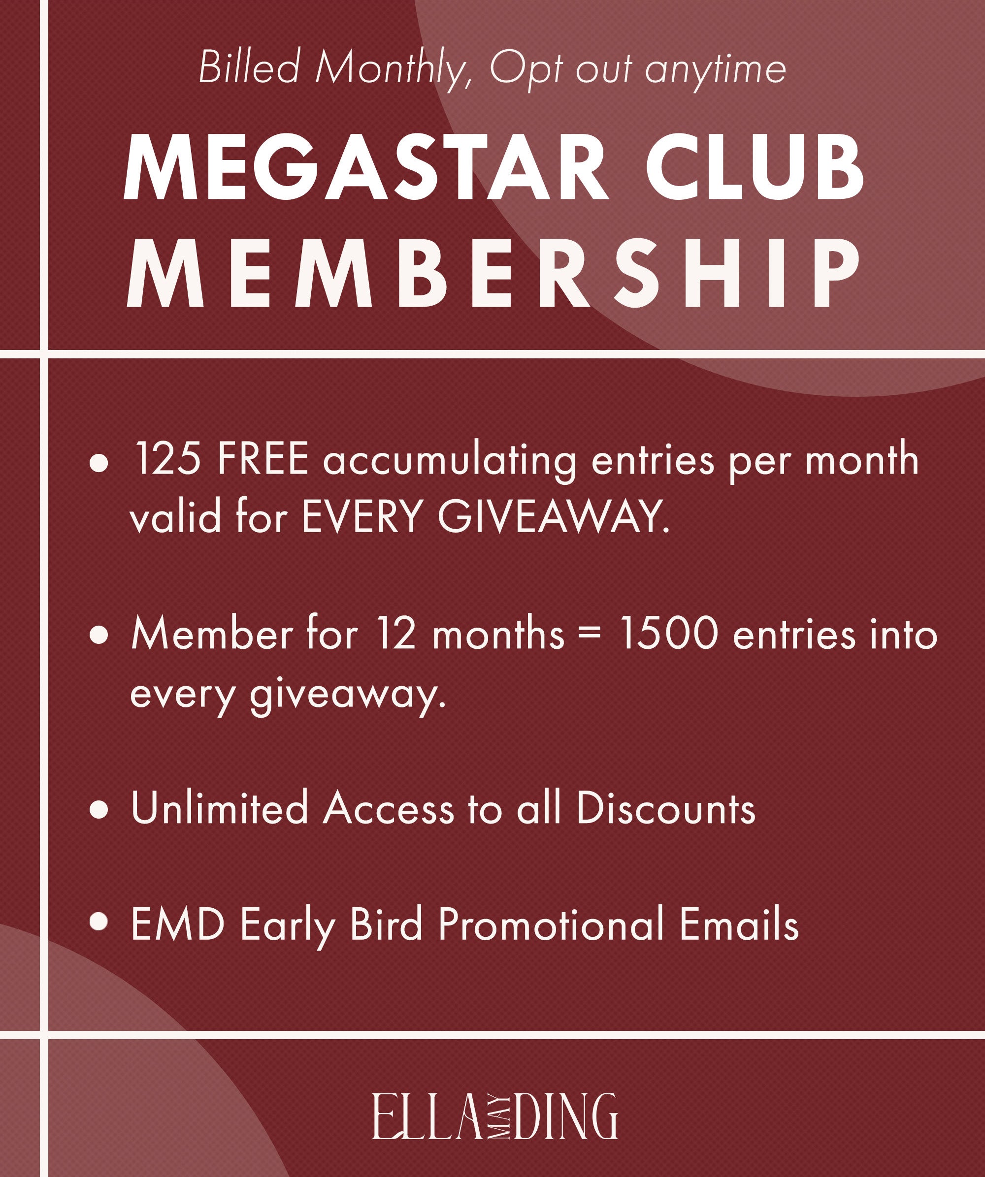 Megastar Club Member (125 Free Monthly Entries)